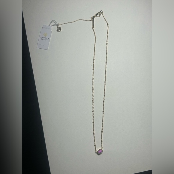 NWT Kendra Scott Mini Elisa Satellite Necklace Gold – Tone Opaque Lilac Stone - Picture 6 of 7